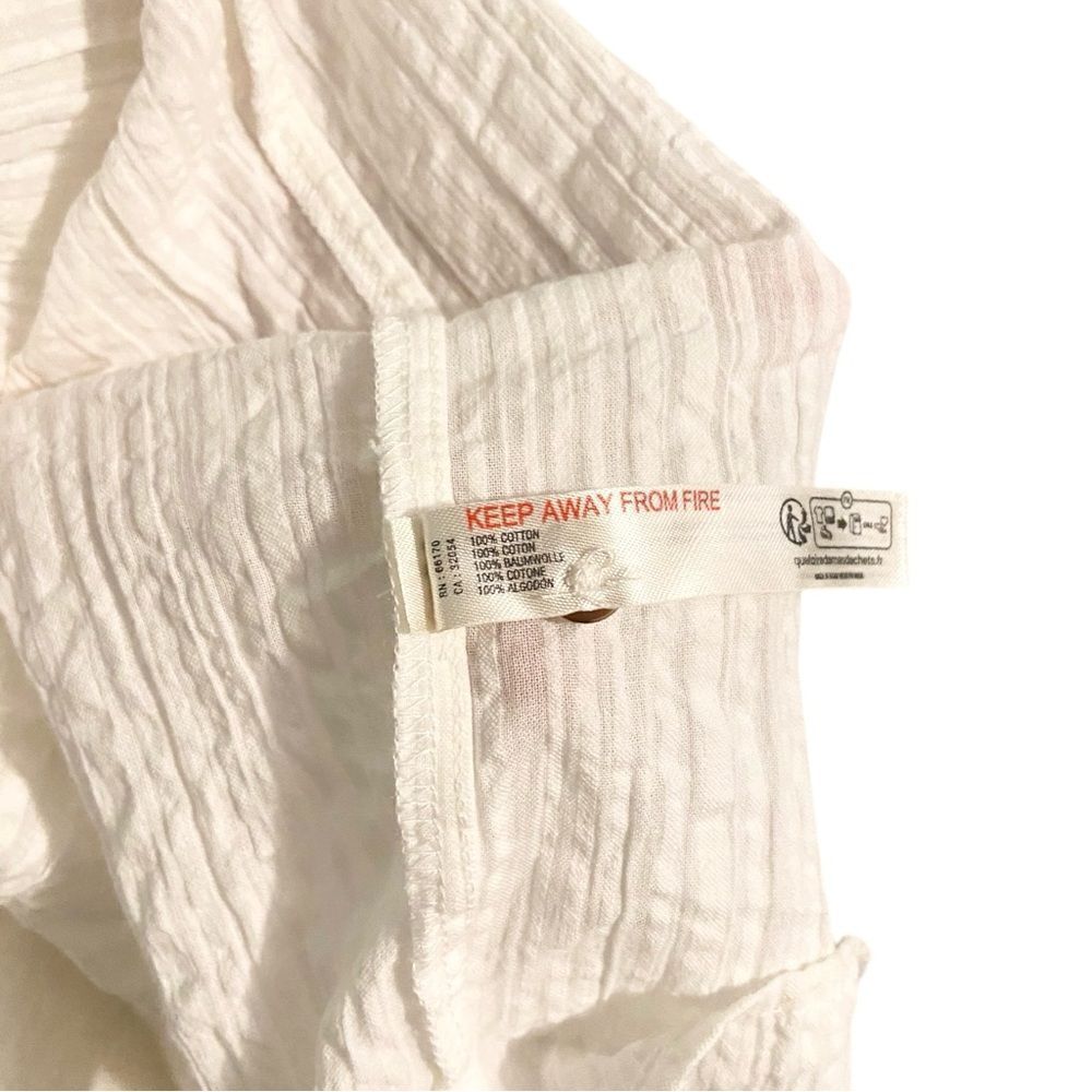 Anthropologie Ruffle Off-The-Shoulder Gauze Dress in White Size Medium - Picture 13 of 14